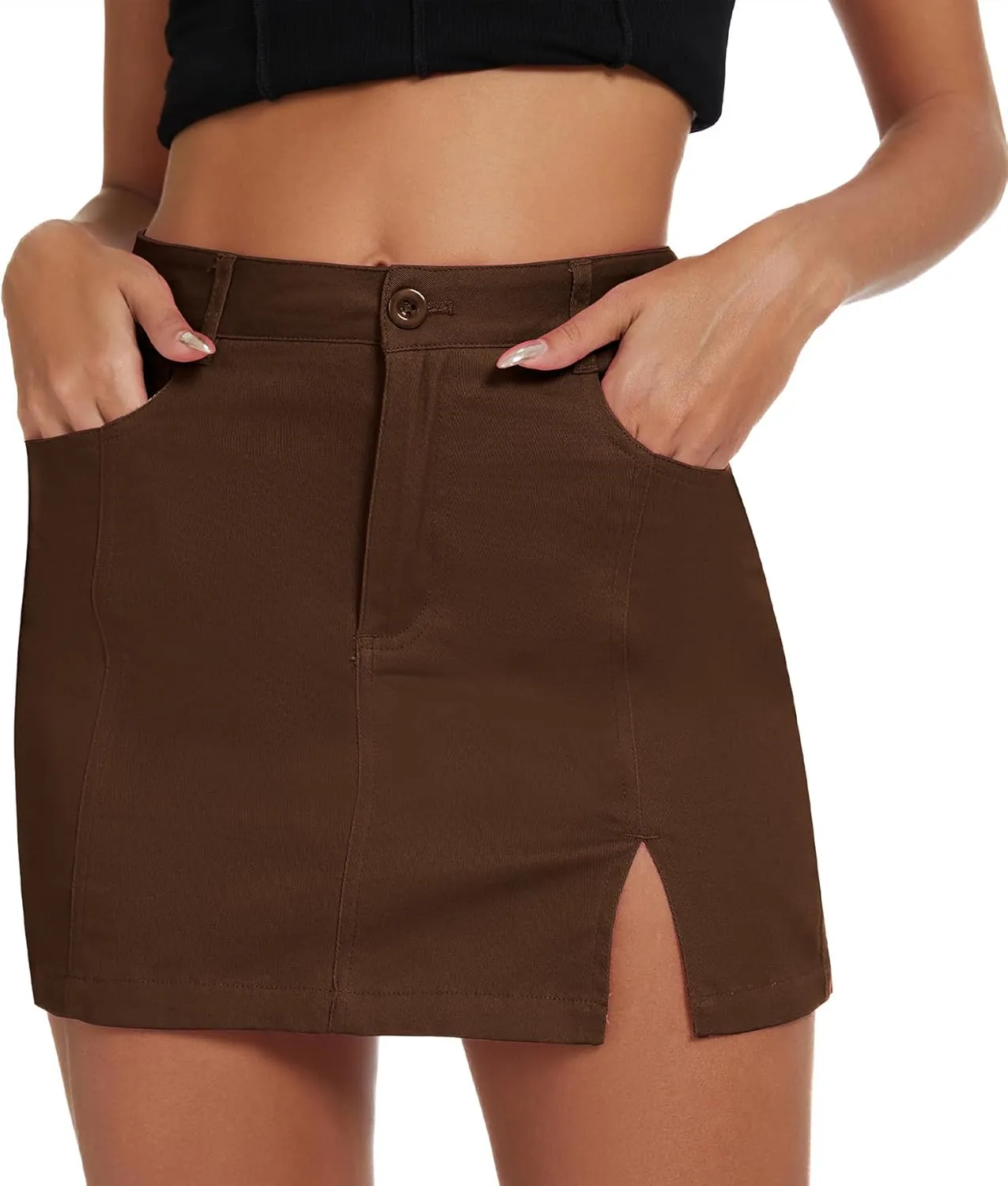 Zando Cargo Skirt High Waisted Cargo Skirts for Women Bodycon Cargo Mini Skirt Denim Skirt Y2K Jean Skirt with Pockets