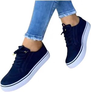 ZBYY Women Casual Breathable Shoes Canvas Sneakers Low Top Lace Up Canvas Shoes Comfortable Flats Walking Shoes