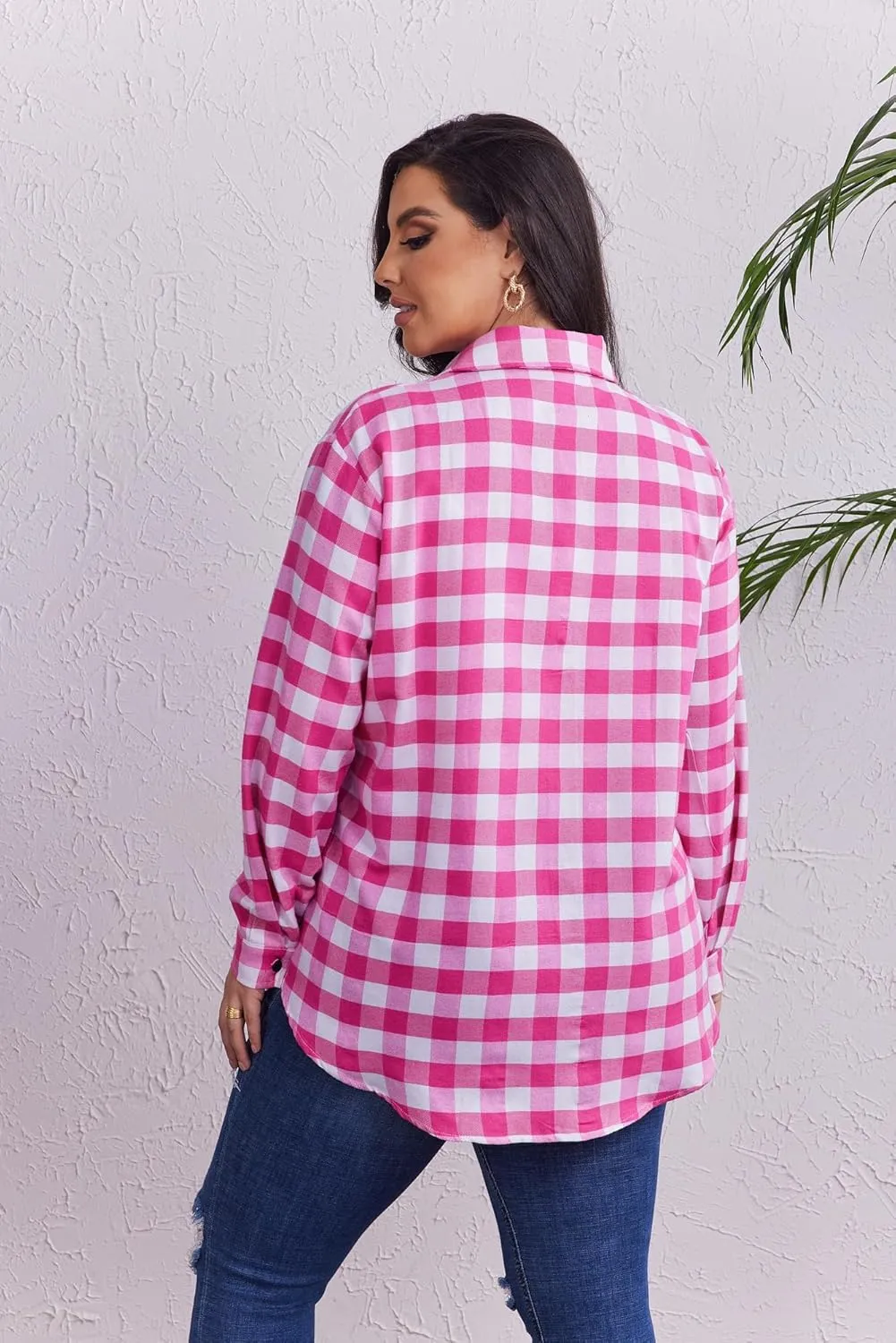 Zeagoo Womens Plus Size Flannel Shirt Plaid Shirts Long Sleeves Casual Button Down Collared Shacket Tops 16W-26W
